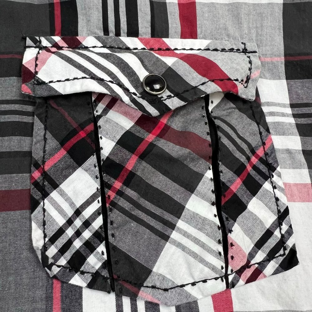 Panhandle Slim Shirt Adult Extra Large Red Black Pearl Snap Western Mens * - Picture 6 of 15